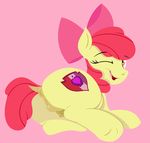  2016 absurd_res animal_genitalia animal_pussy anus apple_bloom_(mlp) butt clitoris cub cutie_mark dock earth_pony equine equine_pussy female feral friendship_is_magic hair hi_res horse lying mammal my_little_pony one_eye_closed open_mouth phylloaurea pink_background pony pussy red_hair simple_background solo teats tongue wink young 