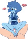  1girl blue_hair blue_skin blush cartoon_network cum english footjob gnome-no hetero lapis_lazuli_(steven_universe) looking_down no_panties penis simple_background skirt skirt_lift solo_focus spread_legs steven_universe sweat white_background 