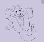  anthro anus balls compfive cub erection feet foot_focus iguana legs_up line_art lizard looking_at_viewer male monochrome nude penis plantigrade reptile scalie signature sketch smile solo young 