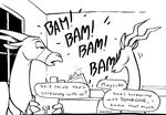  antelope anthro black_and_white bucky_oryx-antlerson comic curious dialogue disney duo eric_schwartz horn humor kudu line_art looking_away mammal monochrome motion_lines oryx pronk_oryx-antlerson pun reading sound_effects speech_bubble unseen_character window zootopia 