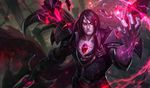  alternate_costume armor black_hair black_nails closed_mouth collarbone dark expressionless gem hammer league_of_legends lips long_hair long_sleeves looking_at_viewer magic male_focus nail_polish official_art pale_skin red_sclera ruby_(stone) solo taric upper_body 