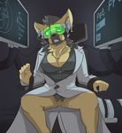  big_breasts breasts brown_fur chest_tuft clitoris clothed clothing female fluxom fur hypnosis mind_control pussy solo tuft visor 
