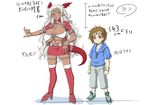  1girl boots breasts cleavage dark_skin digimon genderswap goggles guilmon head_wings high_heel_boots high_heels large_breasts long_hair matsuda_takato personification short_hair tail thigh_boots translation_request white_hair wontam 