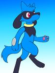  ambiguous_gender blue_fur fur nintendo pok&eacute;mon riolu rvlis simple_background video_games 