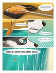  bag canine comic dog edesk husky island mammal paddle raft sea sisco_(artist) water 