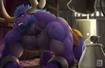  alistar_(lol) all_fours biceps big_muscles bovine cattle clenched_teeth clothed clothing facial_piercing horn horn_ring league_of_legends loincloth machine male mammal milking_machine minotaur mumu202 muscular muscular_male nose_piercing nose_ring pecs piercing purple_body red_eyes septum_piercing solo sweat teeth topless video_games 