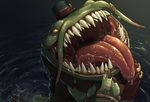  catfish claws clothed clothing demon drooling fish gaping_mouth hat league_of_legends marine mouth_shot open_mouth saliva sharp_teeth solo tahm_kench_(lol) teeth themirth tongue tongue_out video_games 