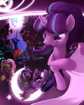  2015 abstract_background angry applejack_(mlp) armor clothing cutie_mark dragon drone earth_pony equine fangs female feral fluttershy_(mlp) friendship_is_magic grin horn horse king_sombra_(mlp) male mammal moon moonlitbrush_(artist) my_little_pony nightmare_moon_(mlp) pinkie_pie_(mlp) pony queen_chrysalis_(mlp) rainbow_dash_(mlp) rarity_(mlp) scalie sky spike_(mlp) starlight_glimmer_(mlp) teeth tree twilight_sparkle_(mlp) unicorn winged_unicorn wings 