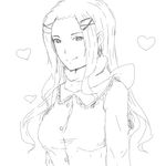  artist_request breasts buttons geraldine_bernstein gj-bu greyscale heart long_hair medium_breasts monochrome ribbon sketch solo source_request white_background 