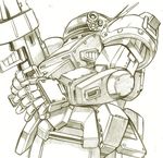  graphite_(medium) greyscale gun kamizono_(spookyhouse) machinery mecha monochrome no_humans rifle robot science_fiction scopedog solo soukou_kihei_votoms traditional_media weapon white_background 