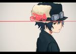  1girl androgynous artist_request black_hair brimmed_hat fur goggles hat kino kino_no_tabi short_hair solo tagme 