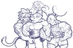  abs biceps bison bovine buffalo calua_napage cat clothed clothing dofus feline furry_(artist) huge_muscles kerub_crepin lion male mammal muscular one_piece pecs sketch tony_tony_chopper topless 