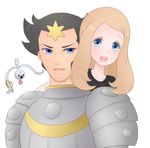  armor black_hair blonde_hair blue_eyes couple gampi_(pokemon) keys klefki pokemon serena_(pokemon) 