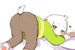  asriel_dreemurr blush caprine clothed clothing cub gimlet goat looking_back male mammal monster pawpads raised_butt solo tears yellow_eyes young 