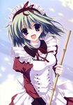  angelina_nanatsu_sewell broom green_hair highres kokonobi maid maid_headdress mashiroiro_symphony purple_eyes solo 