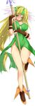  blonde_hair blue_eyes blush boots fingerless_gloves gloves highres legs long_hair low-tied_long_hair open_mouth polearm riesz seiken_densetsu seiken_densetsu_3 solo spear umesato_yukino weapon 