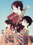  artist_request baseball_bat black_hair cellphone fuura_kafuka hair_ornament hairclip japanese_clothes kimono mitama_mayo multiple_girls otonashi_meru phone sayonara_zetsubou_sensei short_hair twintails 