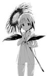  dress flower greyscale hamao miyafuji_yoshika monochrome see-through solo strike_witches sundress sunflower world_witches_series 