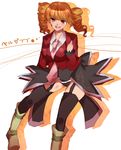  bad_id bad_pixiv_id beelzebub black_legwear blonde_hair boots breasts drill_hair highres large_breasts necktie red_eyes solo stakes_of_purgatory thighhighs umineko_no_naku_koro_ni ushiromiya0715 