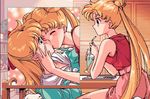  aino_minako bishoujo_senshi_sailor_moon blonde_hair closed_eyes glass half_updo hand_on_another's_cheek hand_on_another's_face kiss long_hair lowres mermaid_(artist) multiple_girls non-web_source sleeveless surprised touching tsukino_usagi twintails very_long_hair yuri 