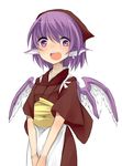  apron mikan_(ama_no_hakoniwa) mystia_lorelei okamisty open_mouth purple_hair solo tasuki touhou wings 