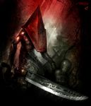  blood commentary gavade helmet huge_weapon male_focus muscle pyramid_head serj shirtless silent_hill silent_hill_2 solo sword weapon 