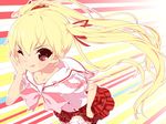  :p blonde_hair copyright_request one_eye_closed school_uniform serafuku show_(rinnetenshow) skirt solo tongue tongue_out twintails 
