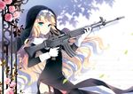  assault_rifle bad_id bad_pixiv_id blonde_hair cross daewoo_k2 flower garter_straps gloves green_eyes gun habit hood jewelry lace lace-trimmed_thighhighs lingerie long_hair nardack necklace nun original pink_flower pink_rose rifle rose solo thighhighs underwear weapon white_gloves 