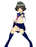  akizuki_ryou crossdressing idolmaster idolmaster_dearly_stars kanon_kei male_focus nipples otoko_no_ko panties panty_pull school_uniform shirt_lift sitting skirt skirt_lift smile solo underwear undressing 