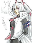  80yakky card_pendant cigarette cosplay crossover fujiwara_no_mokou kaiba_seto kaiba_seto_(cosplay) sketch smoke smoking solo touhou translation_request yuu-gi-ou yuu-gi-ou_duel_monsters 