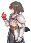  androgynous armor ashen_one_(dark_souls_3) brown_hair dark_souls_iii expressionless eyeball gauntlets pauldrons red_eyes shindou_kamichi short_hair simple_background solo souls_(from_software) white_background 