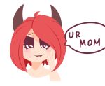  biped clothed clothing digital_media_(artwork) english_text female hair half-closed_eyes headshot_portrait horn horned_humanoid humanoid mammal meryiel not_furry portrait red_hair simple_background solo speech_bubble succ_the_succubus succubus text topless white_background 