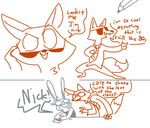  angry anthro canine caught clothed clothing comic dialogue disney duo english_text eyewear female fox humor judy_hopps lagomorph male mammal necktie nick_wilde pencil_(disambiguation) rabbit sunglasses surprise text the_weaver zootopia 