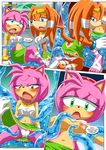 2016 ahegao amy_rose anthro areola bbmbbf blush breast_grab breasts camel_toe chaos_(sonic) chaos_emerald clothing clothing_lift cloud comic crown drooling echidna erect_nipples exhibitionism female footwear hairband half-closed_eyes hand_on_breast hedgehog horny looking_pleasured male male/female mammal mobius_unleashed monotreme navel nipples palcomix panties public raised_shirt saliva sandals shirt skirt skirt_lift sky sonic_(series) tentacles text tiara tikal_the_echidna translucent underwear upskirt 