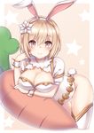  alternate_costume animal_ears ass_visible_through_thighs bad_id bad_pixiv_id bangs blonde_hair blush breasts bunny_ears bunny_tail carrot closed_mouth cropped_legs djeeta_(granblue_fantasy) eyebrows eyebrows_visible_through_hair fake_animal_ears flower granblue_fantasy hair_between_eyes hair_flower hair_ornament hairband large_breasts leotard looking_at_viewer puffy_short_sleeves puffy_sleeves red_eyes sage_(granblue_fantasy) short_hair short_sleeves smile solo star stuffed_carrot tail thigh_gap thighhighs white_flower white_legwear wrist_cuffs yuzu-aki 