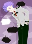  boku_no_hero_academia chocoare highres male_focus necktie purple_eyes purple_hair school_uniform shinsou_hitoshi solo teeth u.a._school_uniform 