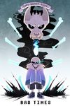  2015 animated_skeleton blue_fire bone clothed clothing english_text gaster_blaster hi_res hoodie horn looking_at_viewer male maplespyder not_furry sans_(undertale) sharp_teeth skeleton skull smile sneakers teeth text undead undertale video_games 