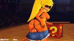  2016 3d_(artwork) anthro areola balls bandicoot big_breasts big_butt breasts butt clothed clothing coco_bandicoot crash_bandicoot_(series) dickgirl digital_media_(artwork) erect_nipples intersex mammal mariesfmbox marsupial nipples solo tattoo topless video_games 