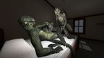  3d_(artwork) anal argonian bed bethesda digital_media_(artwork) foxisource from_behind_position group group_sex khajit male male/male oral penetration scalie sex skyrim source_filmmaker spitroast the_elder_scrolls threesome valve video_games 