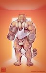  anthro balls erection exercise feline hybrid liger mainlion male mammal muscular penis solo weightlifting weights workout 