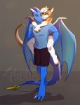  anthro carrying clothed clothing dragon duo female ghostli hair horn looking_back male piggyback simple_background standing watermark wings 