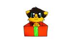  2016 :3 anthro black_fur box canine cute cyan_eyes fluffy flyx flyxthefox fox fur gift looking_at_viewer male mammal orange_fur solo 