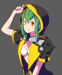  bandai bikini_top breasts cosplay digimon digimon_world_re:digitize female goggles green_hair highres kamen_rider kamen_rider_ghost kamen_rider_ghost_(cosplay) kamen_rider_ghost_(series) shinomiya_rina 