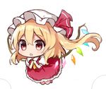  :o blonde_hair chibi flandre_scarlet flying hands_on_own_chest side_ponytail solo touhou white_background yada_(xxxadaman) 