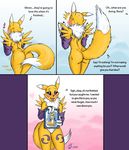  &lt;3 2016 anthro atticuskotch bent_over black_claws black_sclera blue_eyes blush bridal_gauntlets butt canine caught claws comic covering cute dialogue digimon english_text featureless_crotch female fox fur hi_res mammal mostly_nude musical_note open_mouth portrait raised_tail rear_view renamon signature smile solo sweat teeth text tongue tuft white_fur yellow_fur 