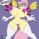  2016 abs anthro anthrofied areola big_breasts boots breasts clothing dialogue english_text equine feathered_wings feathers female fluttershy_(mlp) footwear friendship_is_magic jrvanesbroek kaixxxcorner mammal monochrome my_little_pony navel nipple_bulge pasties pegasus solo superhero text wings 