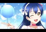  1girl blue_eyes blush female kazuma_(theworld000021) long_hair love_live!_school_idol_project smile solo sonoda_umi wink 