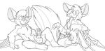  alternate_species alternate_version_available anthro arm_support balls bat black_and_white cub digital_drawing_(artwork) digital_media_(artwork) duo erection eye_contact fangs hat hybrid kneeling line_art long_tongue male male/male mammal mizzyam monochrome nude open_mouth penis penis_hat reclining sachel scotty_kat skunk smile tongue tongue_out winged_arms wings young 