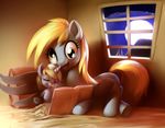  2014 amber_eyes bed better_version_at_source blonde_hair book city derpy_hooves_(mlp) dinky_hooves_(mlp) duo equine eyes_closed feathered_wings feathers female feral friendship_is_magic fur grey_feathers grey_fur hair horn inside lying mammal moon moonlitbrush_(artist) my_little_pony night pegasus pillow sky sleeping spread_wings unicorn window wings 