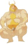  anthro asgore_dreemurr balls beard biceps big_muscles blush boss_monster caprine chastity chastity_cage crouching daire301 facial_hair flaccid fur hair horn humanoid_penis male mammal musclegut muscular navel nipples nude open_mouth overweight pecs penis precum simple_background solo undertale video_games white_fur 